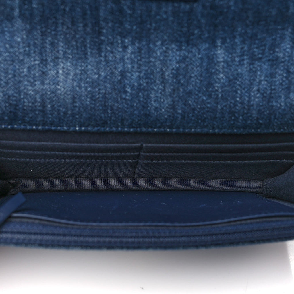 Denim Quilted Chanel 19 Wallet On Chain WOC Blue