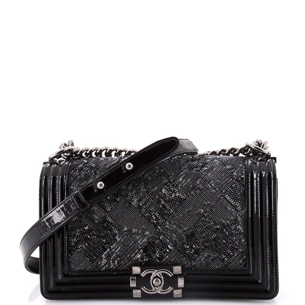 Boy Flap Bag Sequin with Patent Old Medium