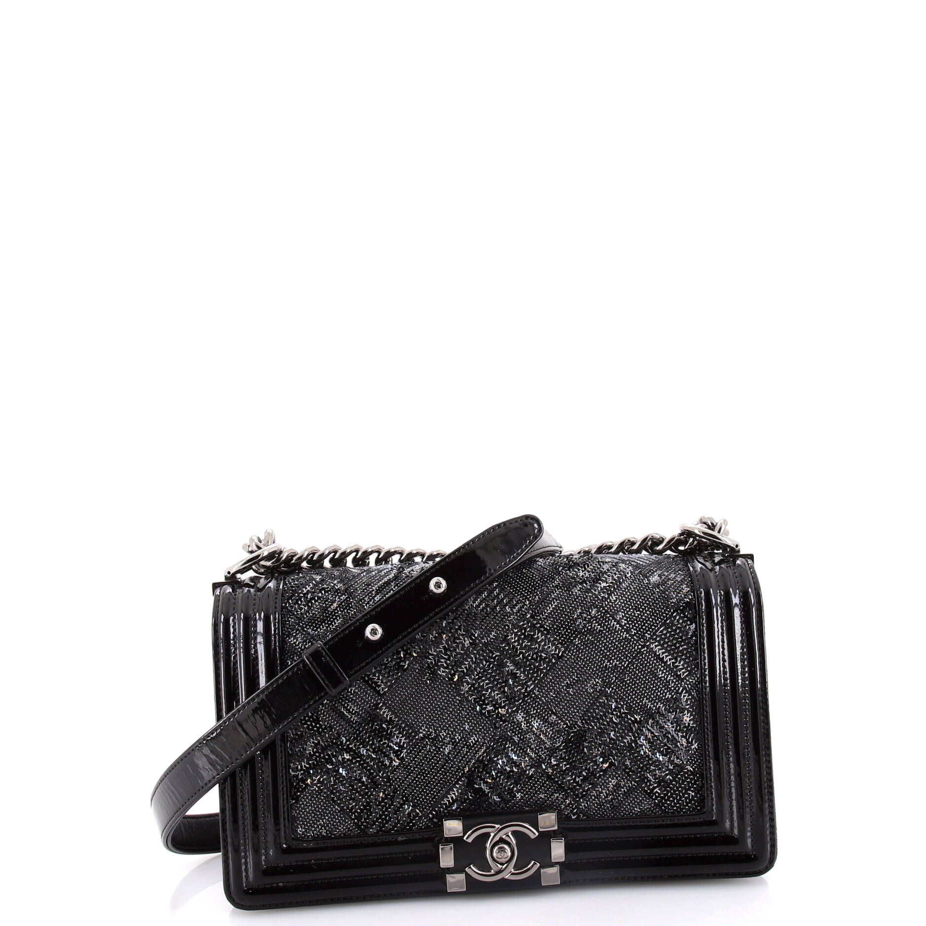 Boy Flap Bag Sequin with Patent Old Medium