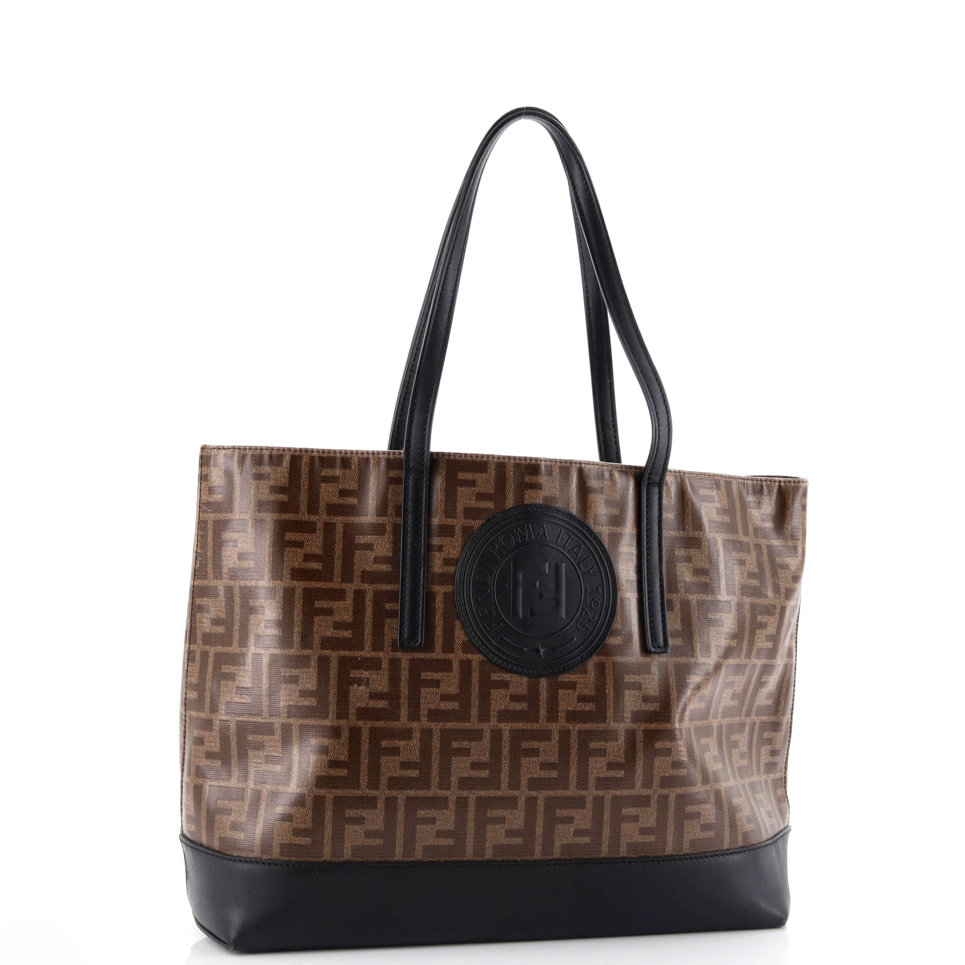 FF Logo Stamp Shopping Tote Zucca Coated Canvas Medium