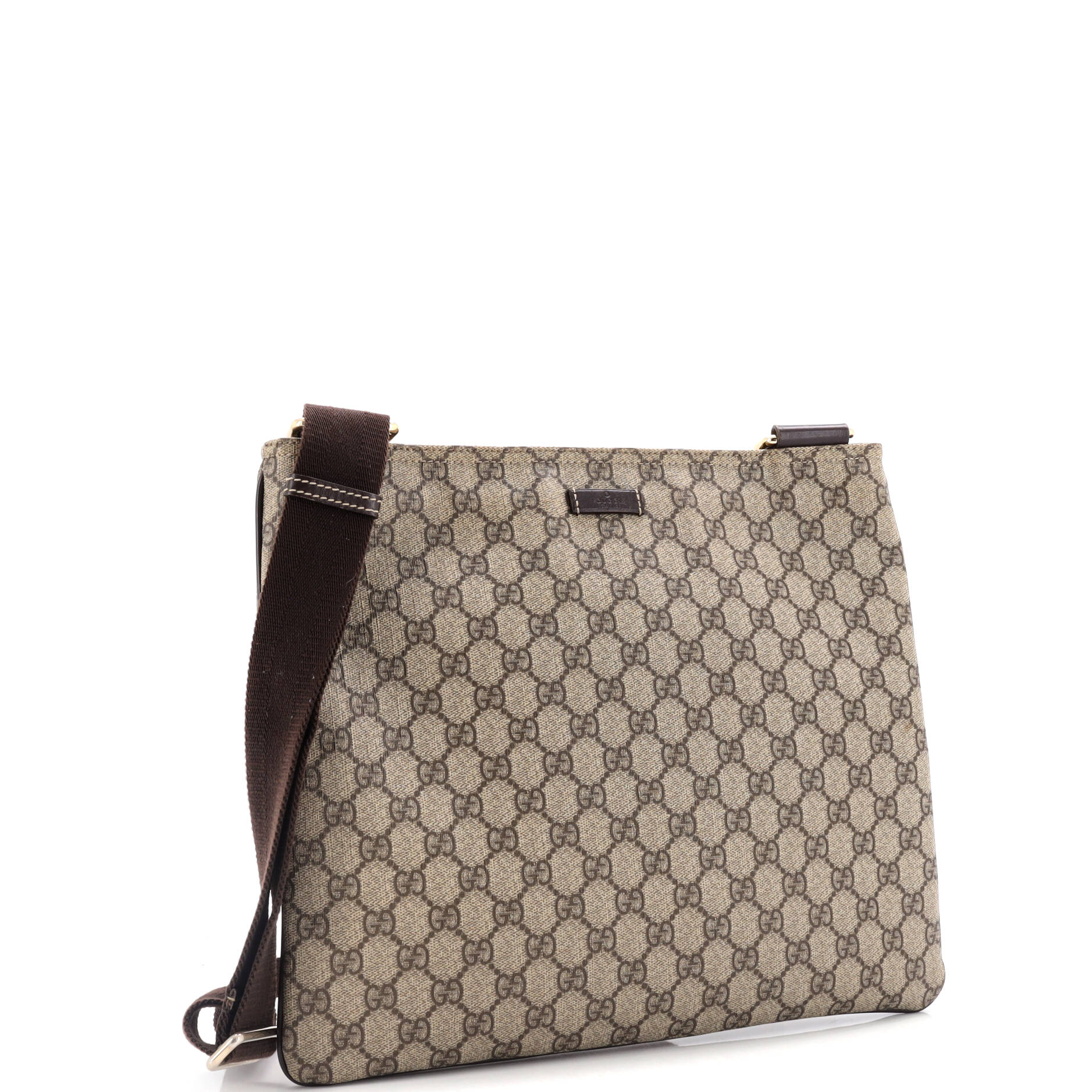Zip Top Messenger Bag GG Coated Canvas Large