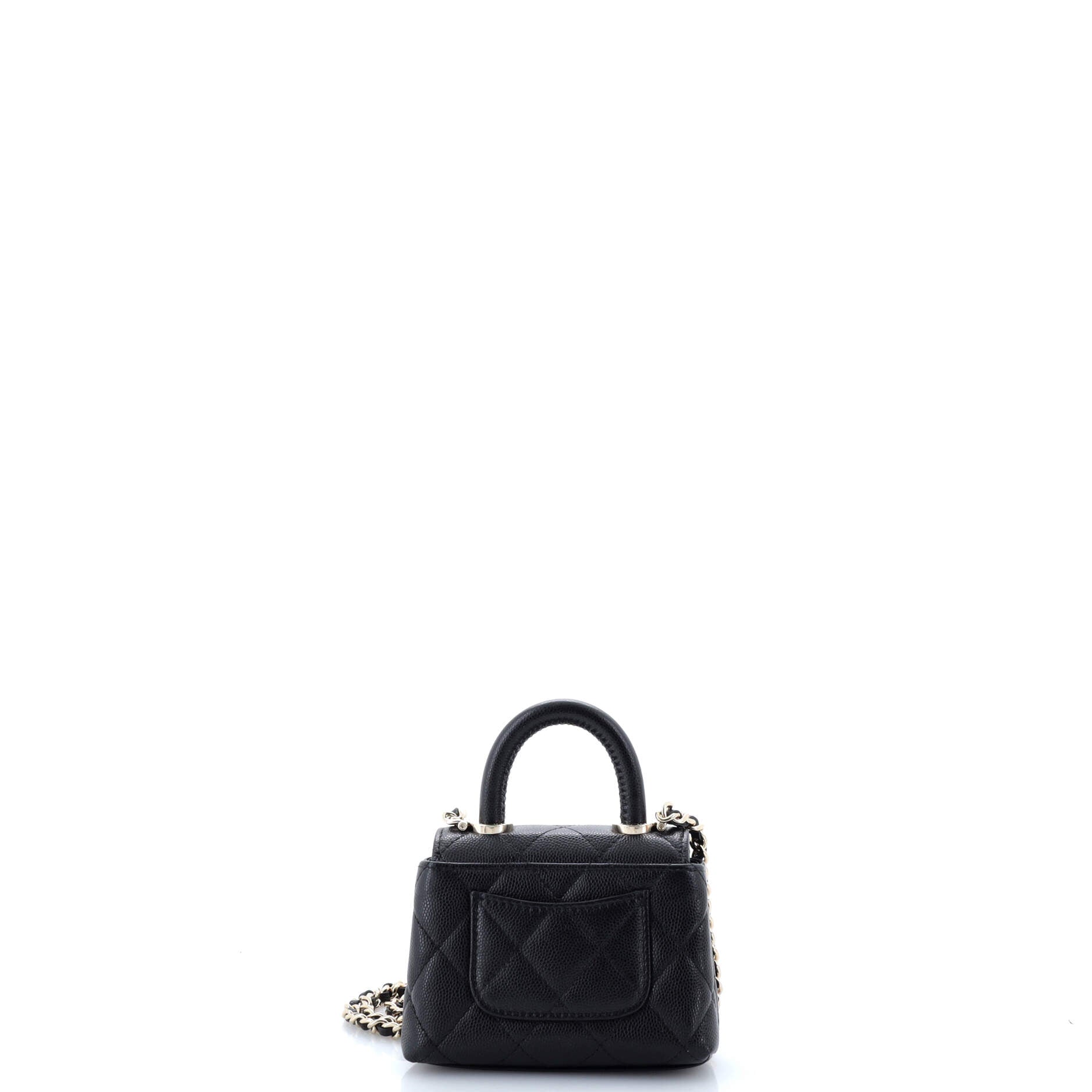 Coco Top Handle Clutch with Chain Quilted Caviar