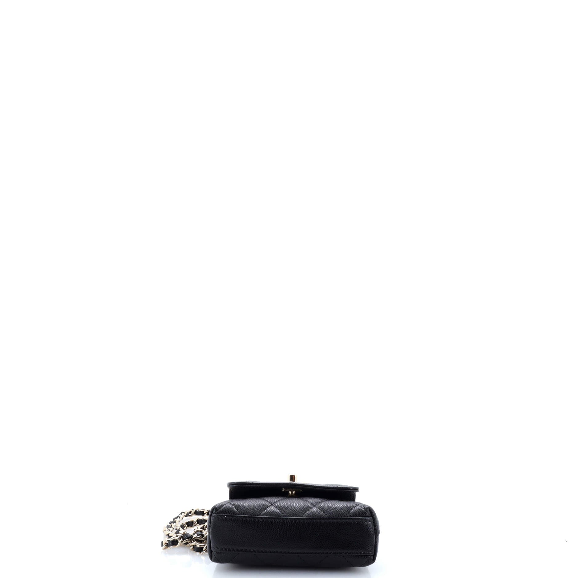 Coco Top Handle Clutch with Chain Quilted Caviar