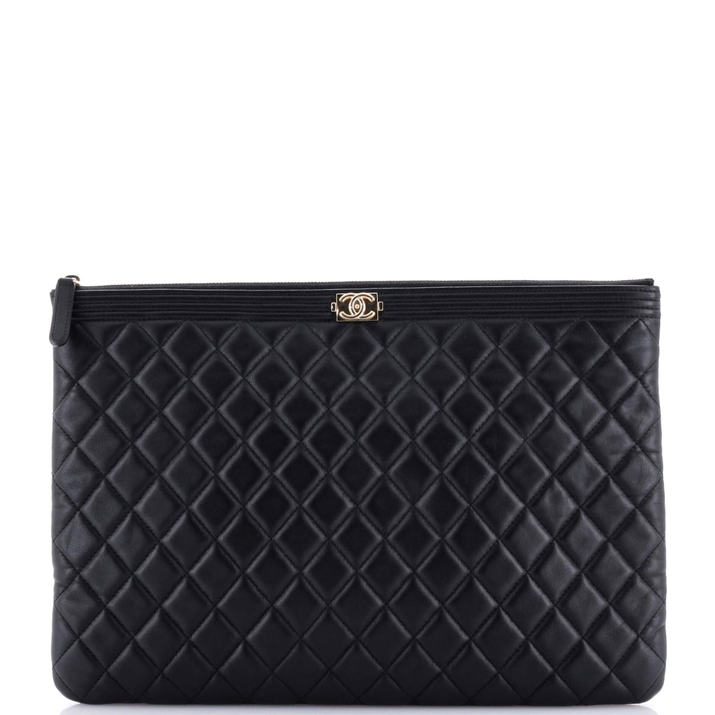 Boy O Case Clutch Quilted Lambskin Large