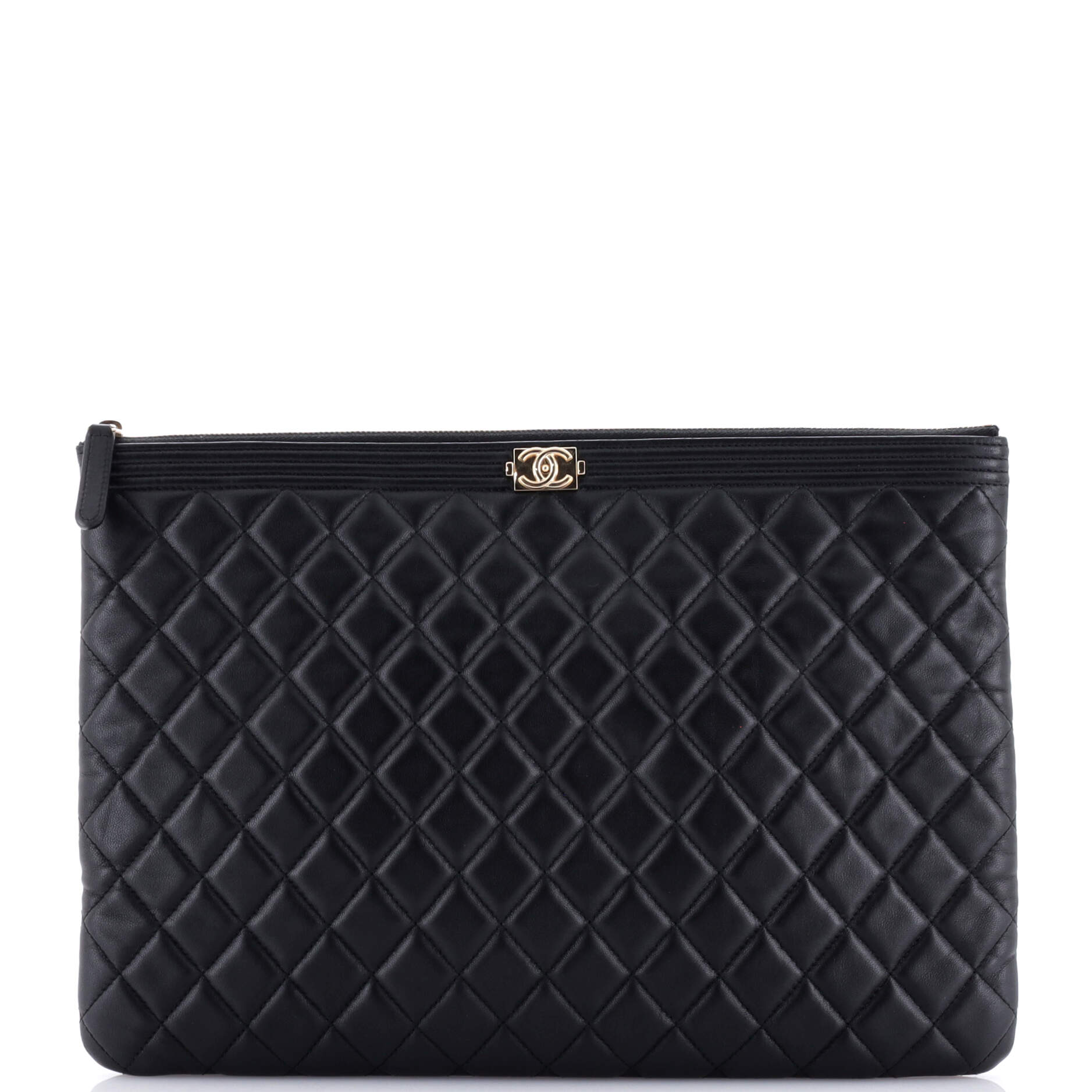 Boy O Case Clutch Quilted Lambskin Large