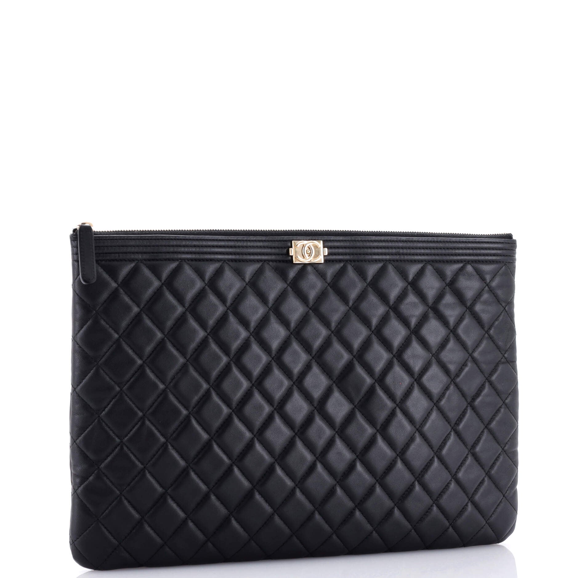 Boy O Case Clutch Quilted Lambskin Large
