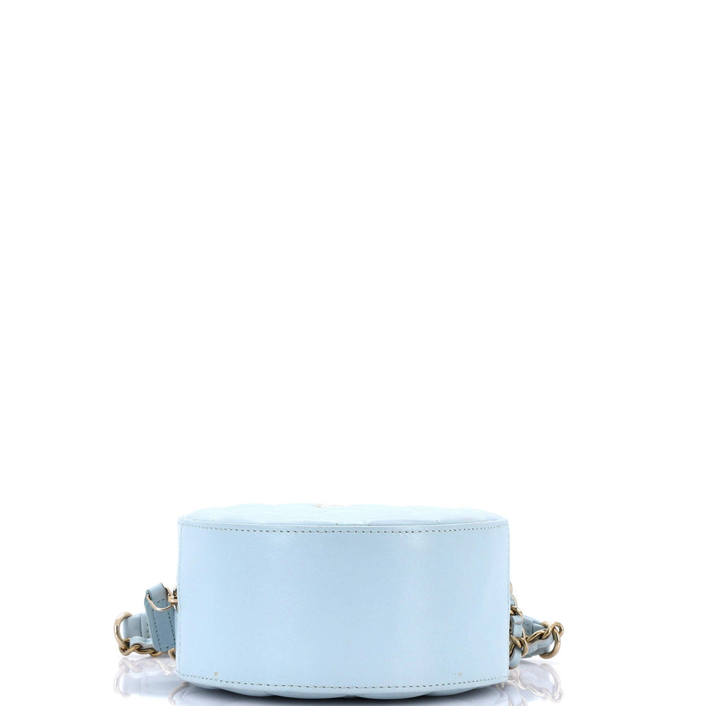 Bow Strap Round Clutch with Chain Quilted Lambskin