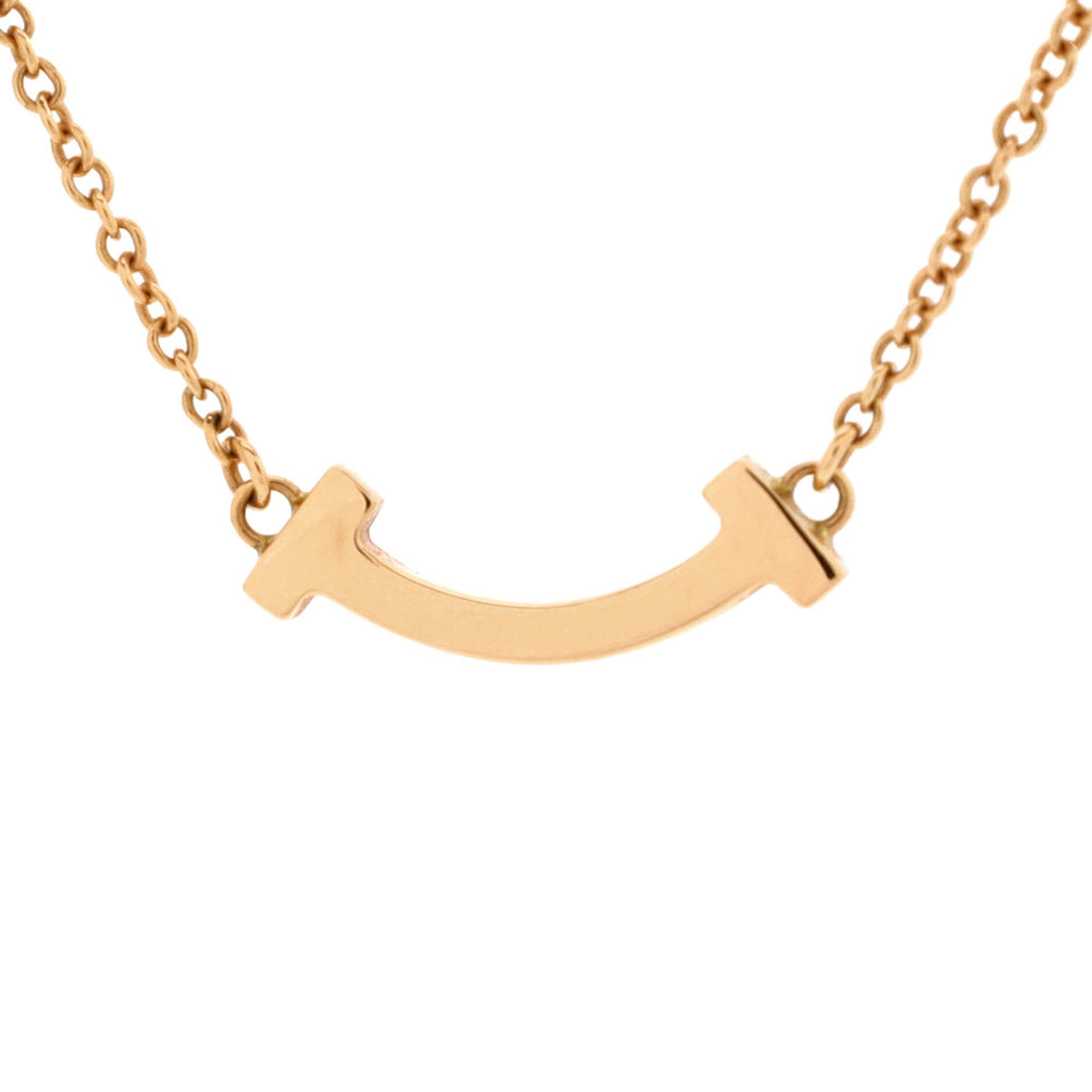 T Smile Pendant Necklace 18K Rose Gold Mini