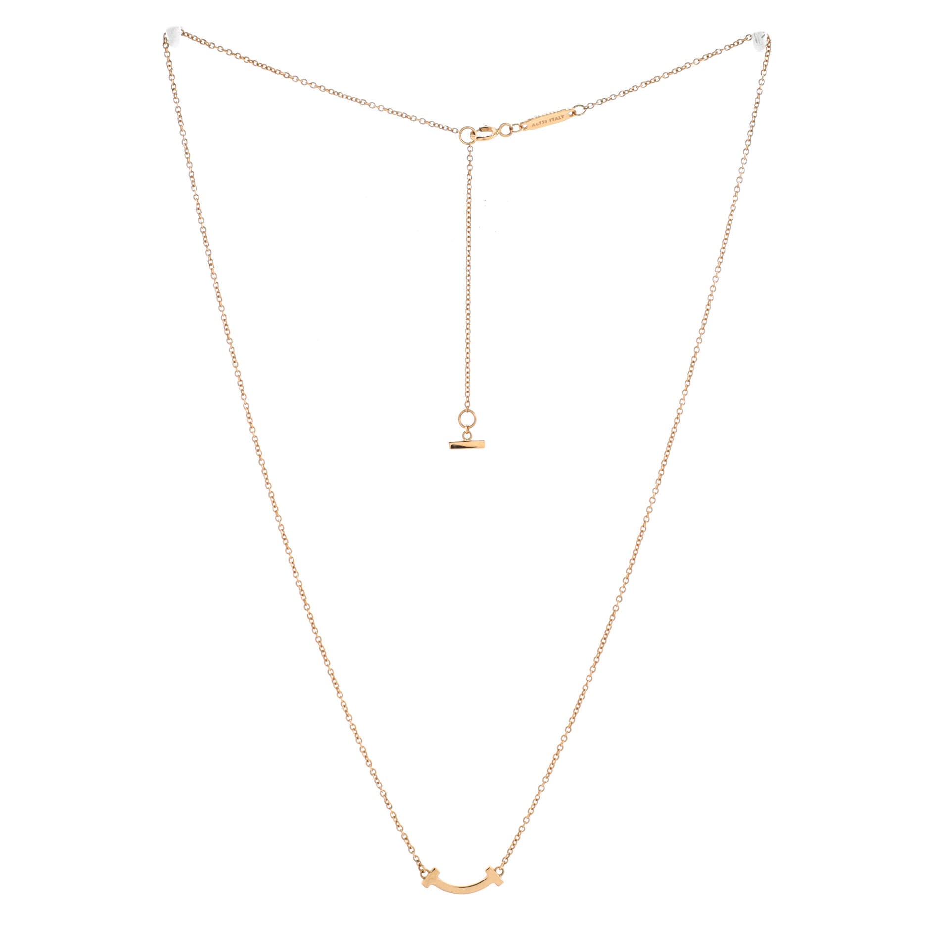 T Smile Pendant Necklace 18K Rose Gold Mini