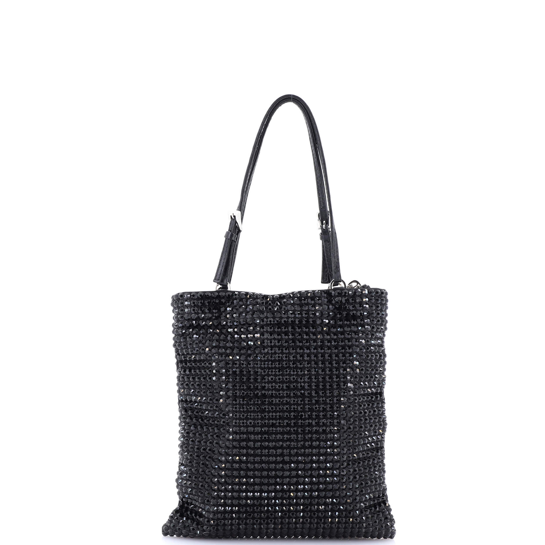 Convertible Open Tote Crystal Embellished Satin Mini