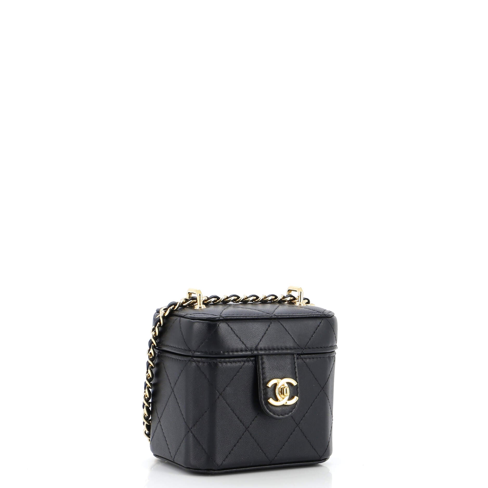 CC Turnlock Box Vanity Case with Chain Quilted Lambskin Mini
