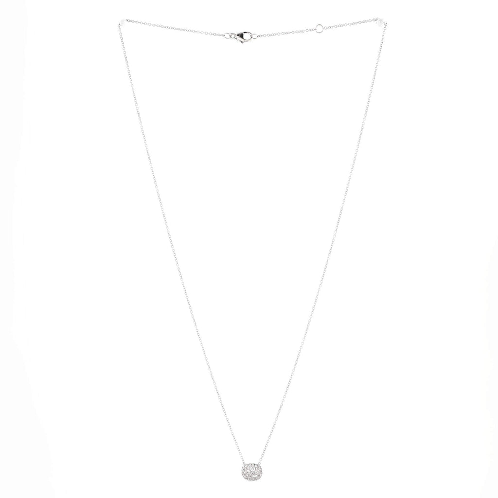Petite Pave Cushion Pendant Necklace 18K White Gold with Diamonds 8mm