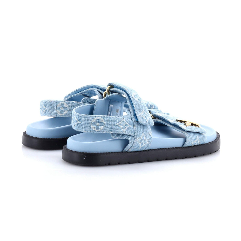 Women's Sunset Comfort Flat Sandals Monogram Denim