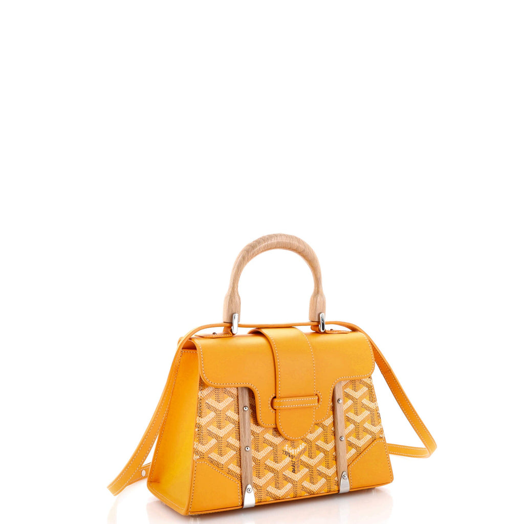 Structured Saigon Top Handle Bag Coated Canvas with Leather Mini