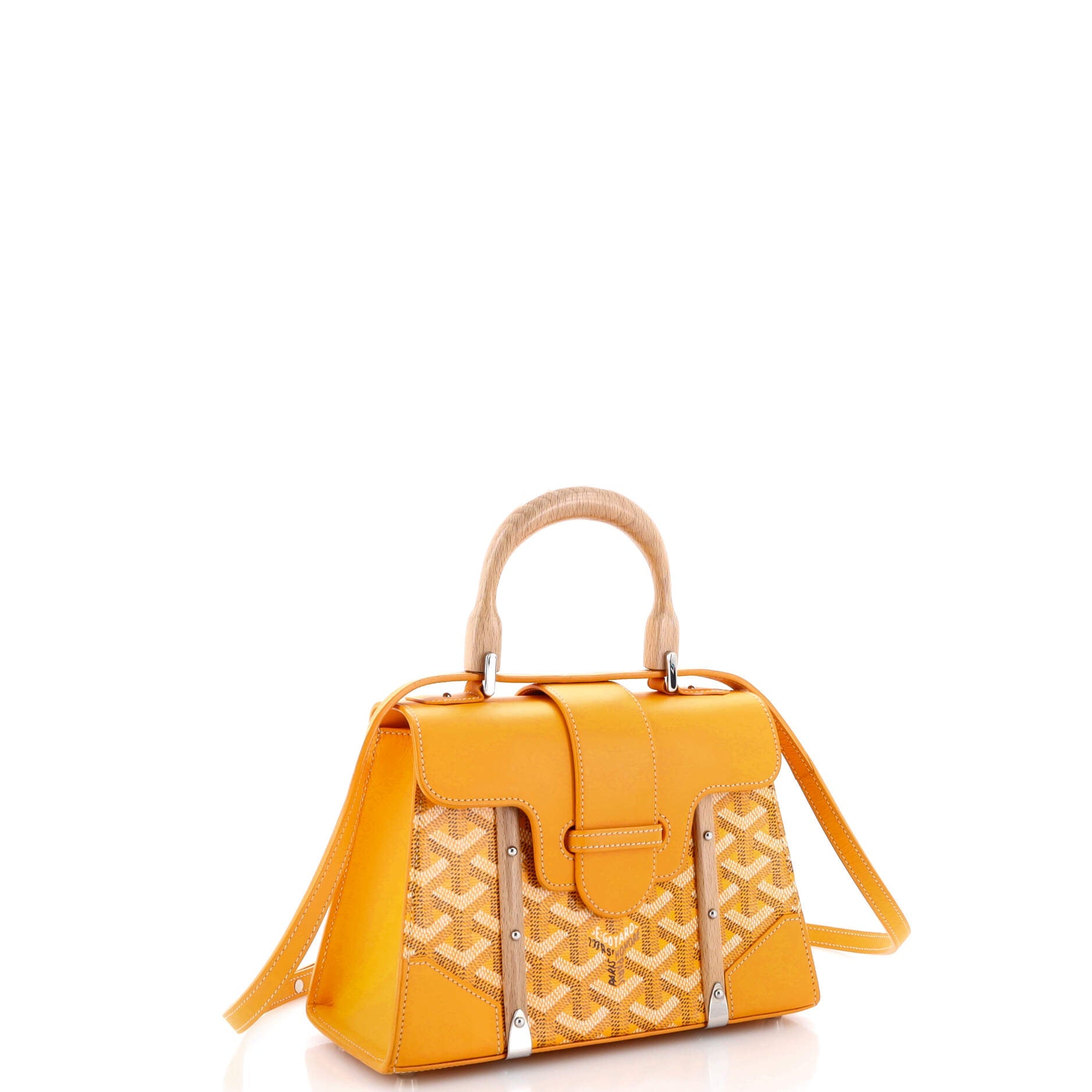 Structured Saigon Top Handle Bag Coated Canvas with Leather Mini