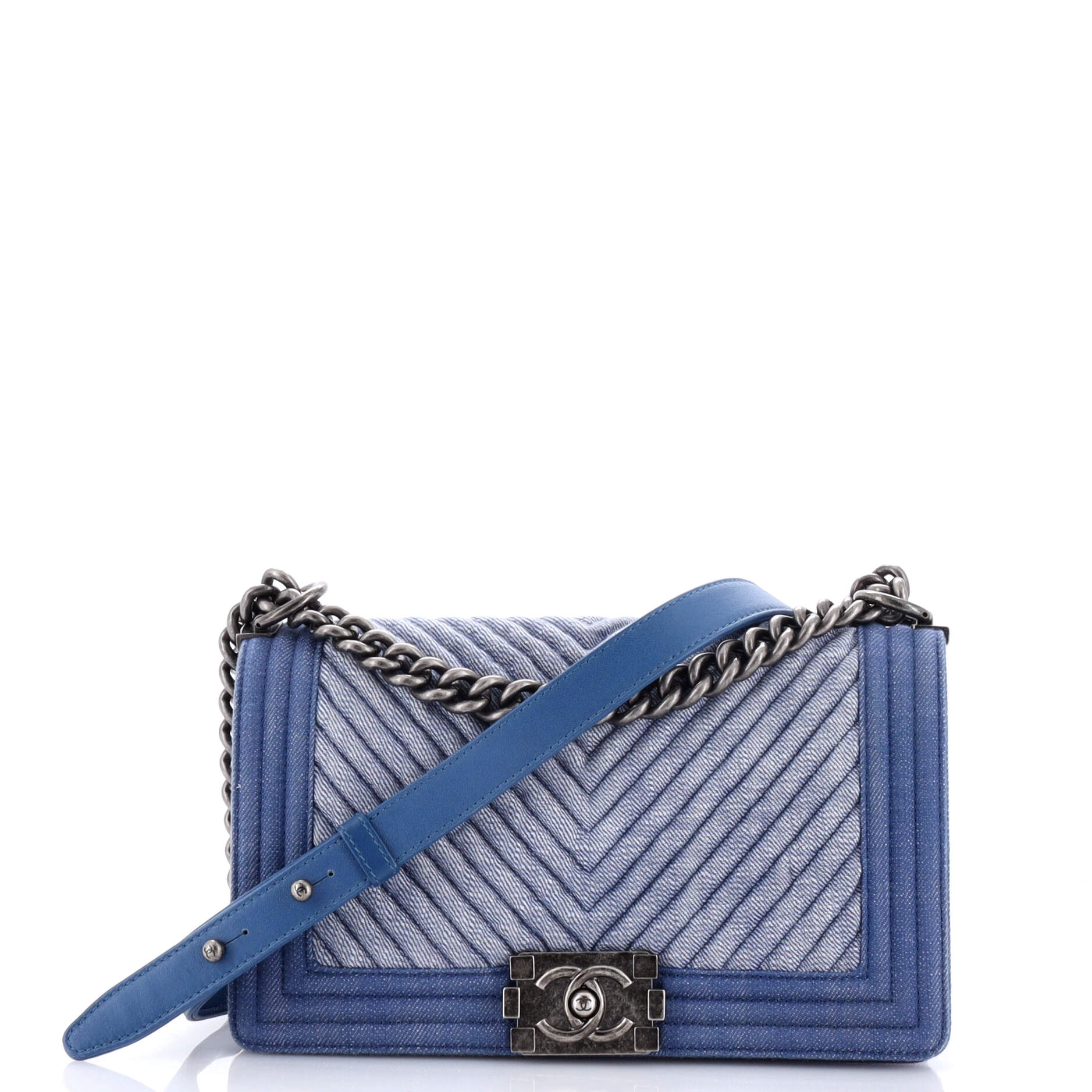 Boy Flap Bag Chevron Denim Old Medium