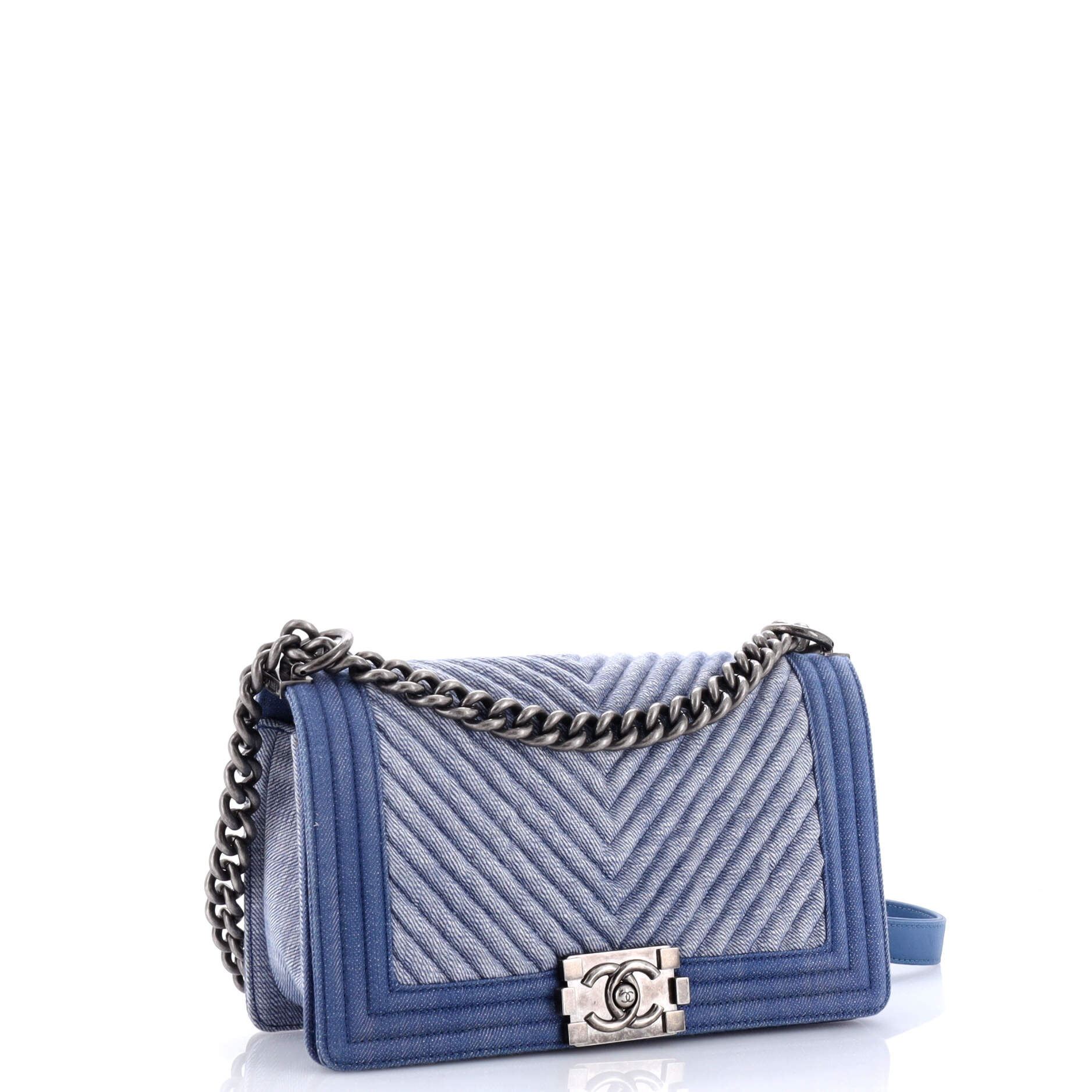Boy Flap Bag Chevron Denim Old Medium