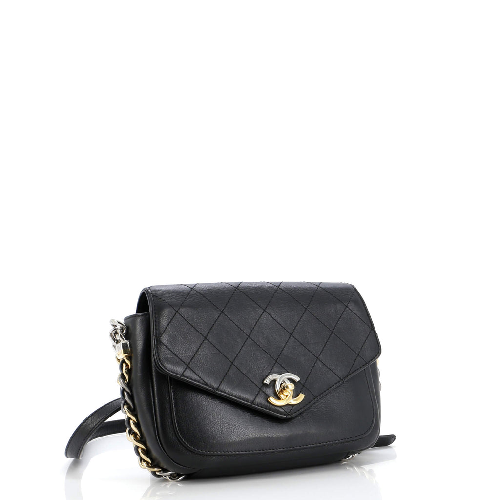Two Tone Envelope Flap Bag Quilted Calfskin Medium