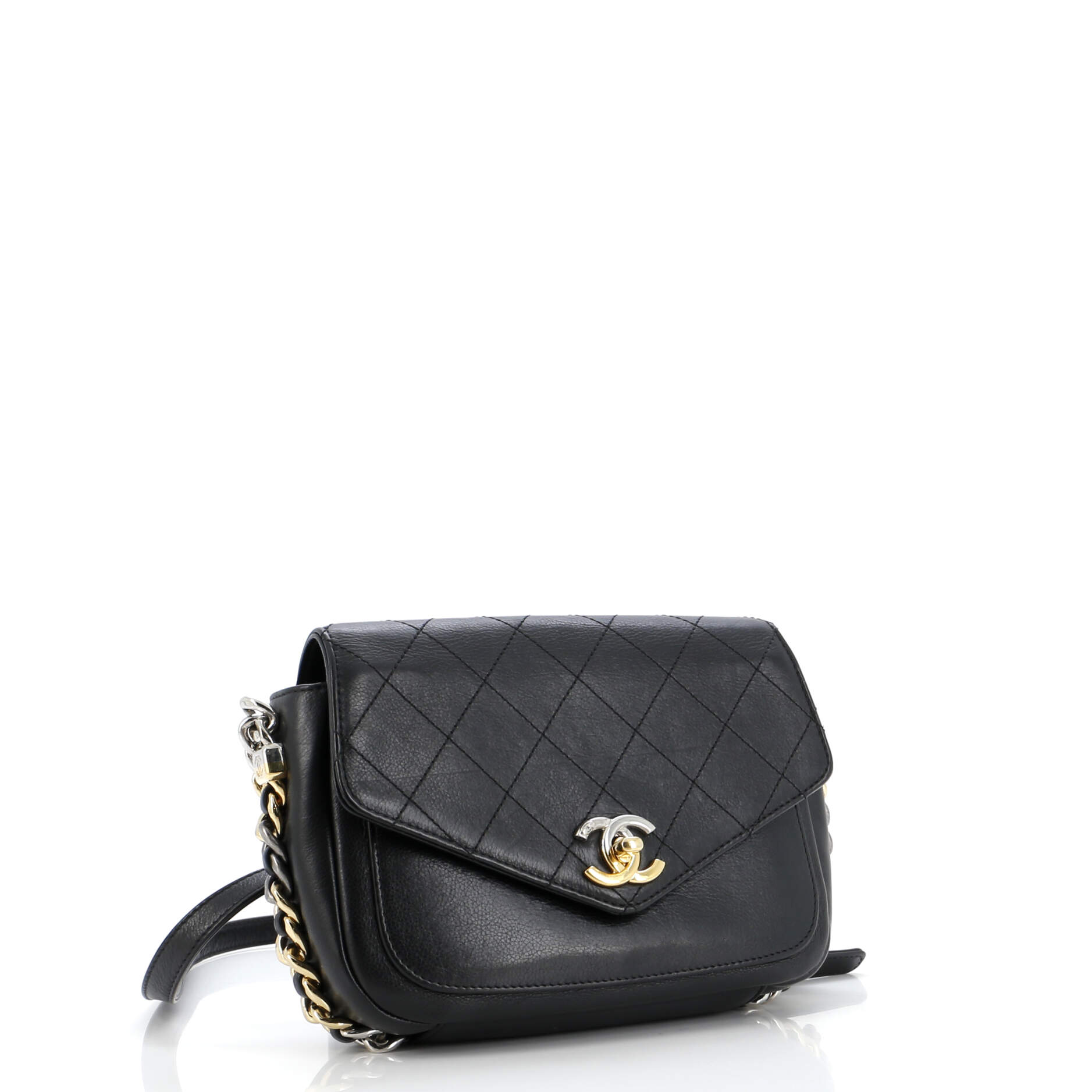 Two Tone Envelope Flap Bag Quilted Calfskin Medium