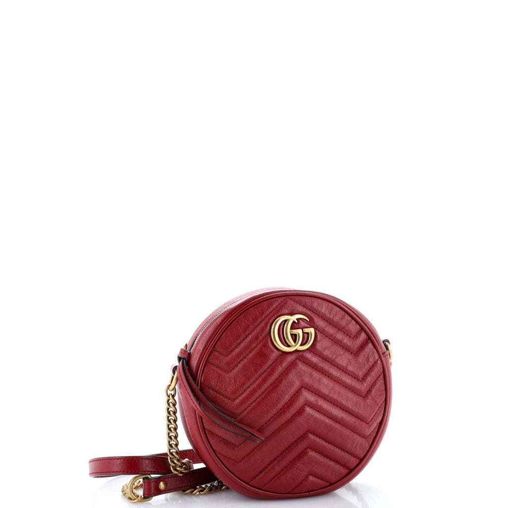 GG Marmont Round Shoulder Bag Matelasse Leather Mini