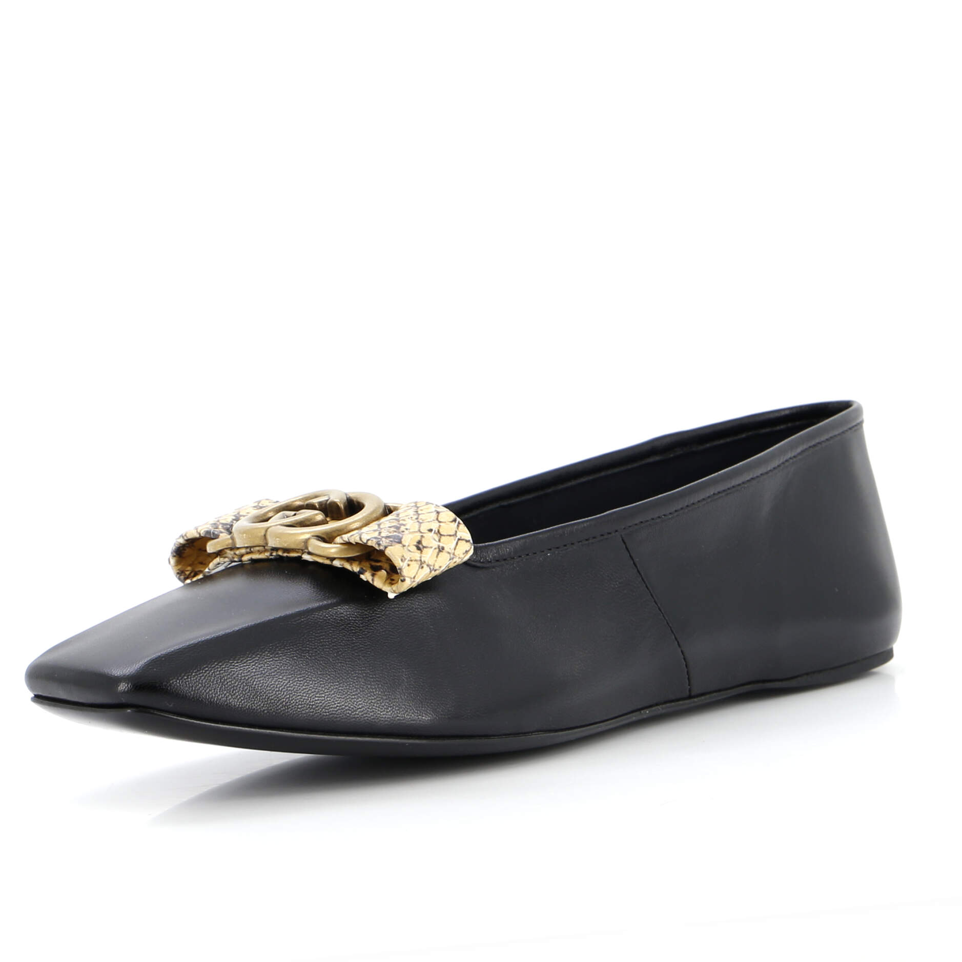 Women's Evi Interlocking G Ballet Flats Leather with Python