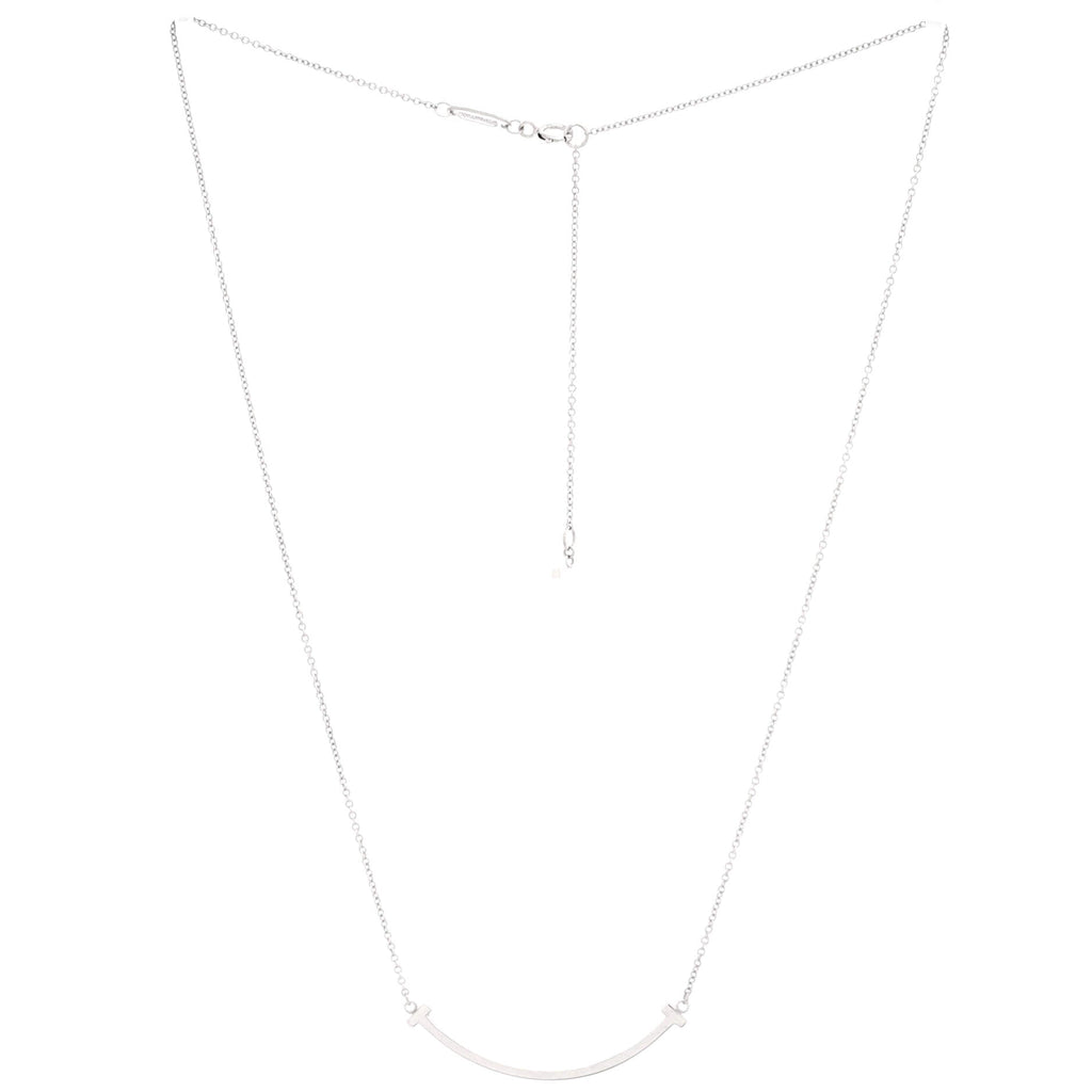 T Smile Pendant Necklace 18K White Gold Small