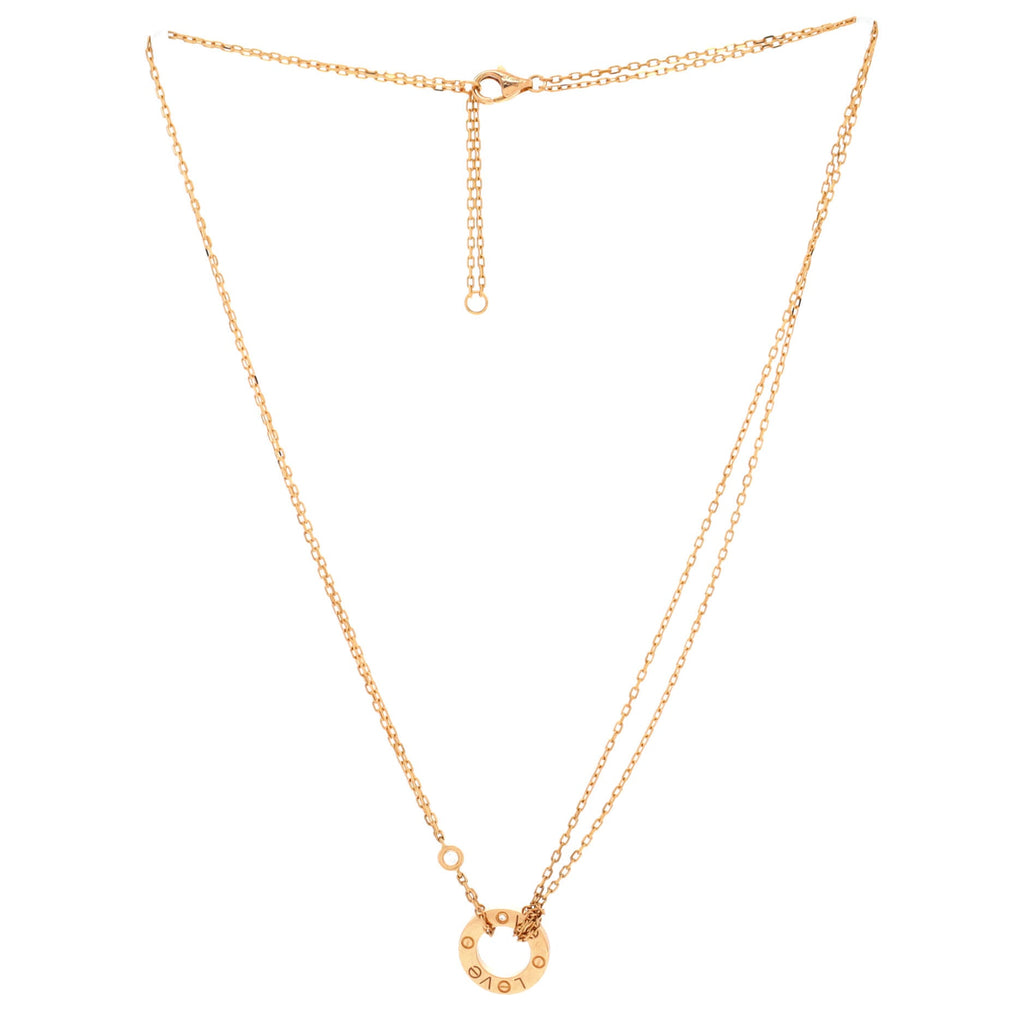 2 Diamonds Love Pendant Necklace 18K Rose Gold and Diamonds