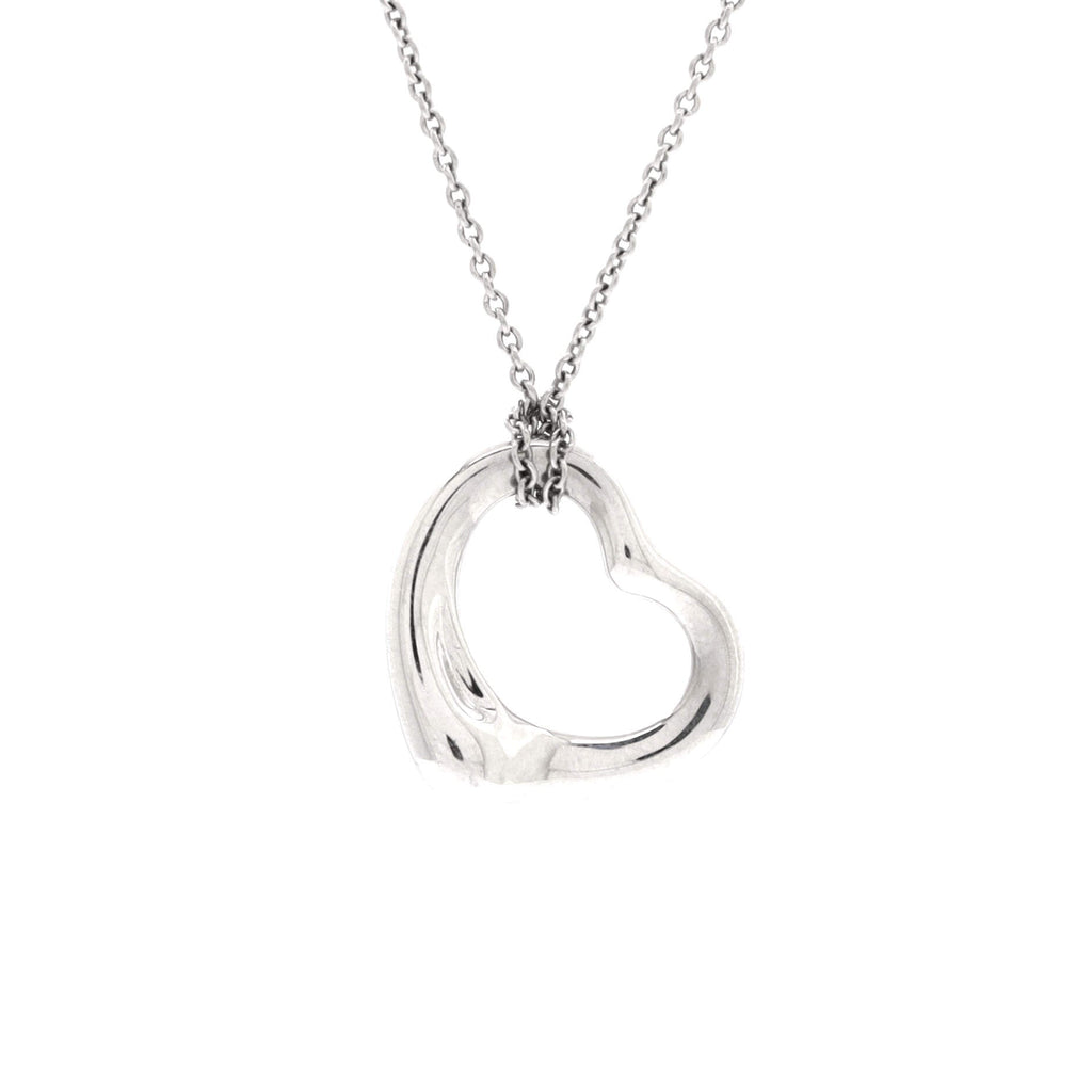 Elsa Peretti Open Heart Pendant Necklace Platinum 16mm