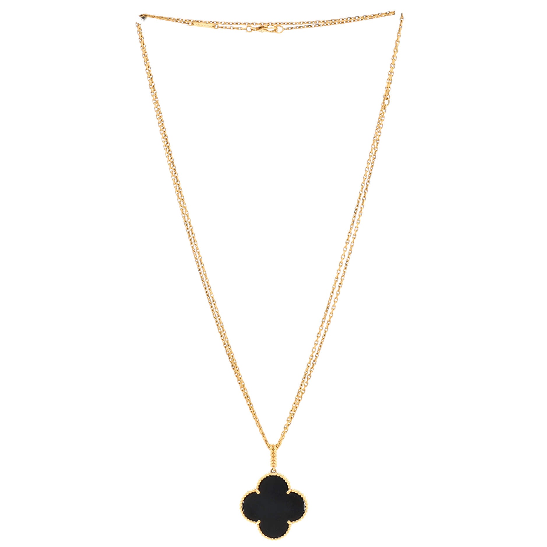 Magic Alhambra Pendant Necklace 18K Yellow Gold and Onyx