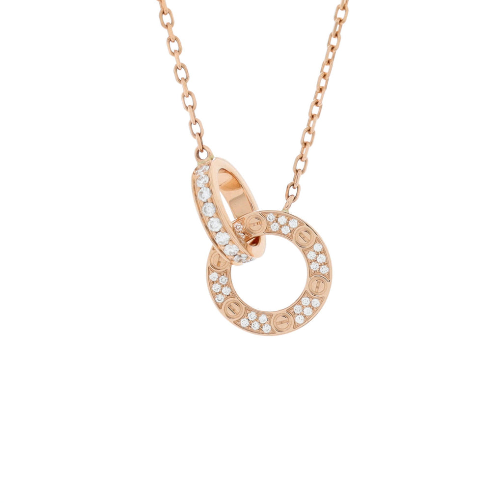 Love Interlocking Pave Necklace 18K Rose Gold and Diamonds