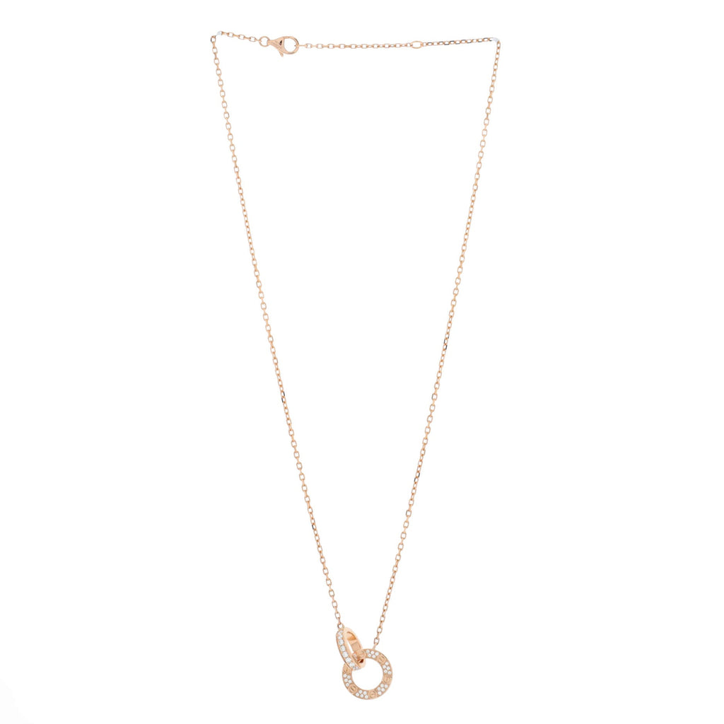 Love Interlocking Pave Necklace 18K Rose Gold and Diamonds