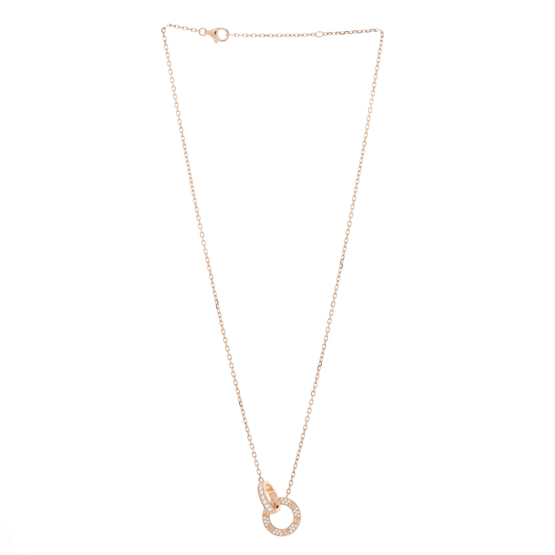 Love Interlocking Pave Necklace 18K Rose Gold and Diamonds