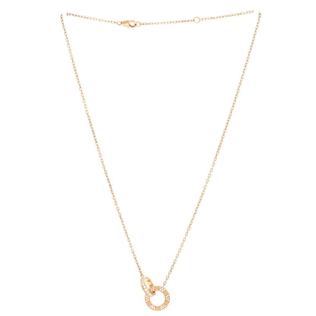 Love Interlocking Pave Necklace 18K Rose Gold and Diamonds