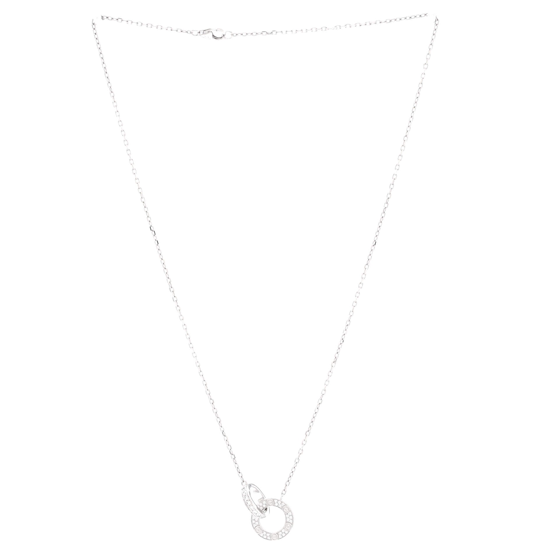 Love Interlocking Pave Necklace 18K White Gold and Diamonds