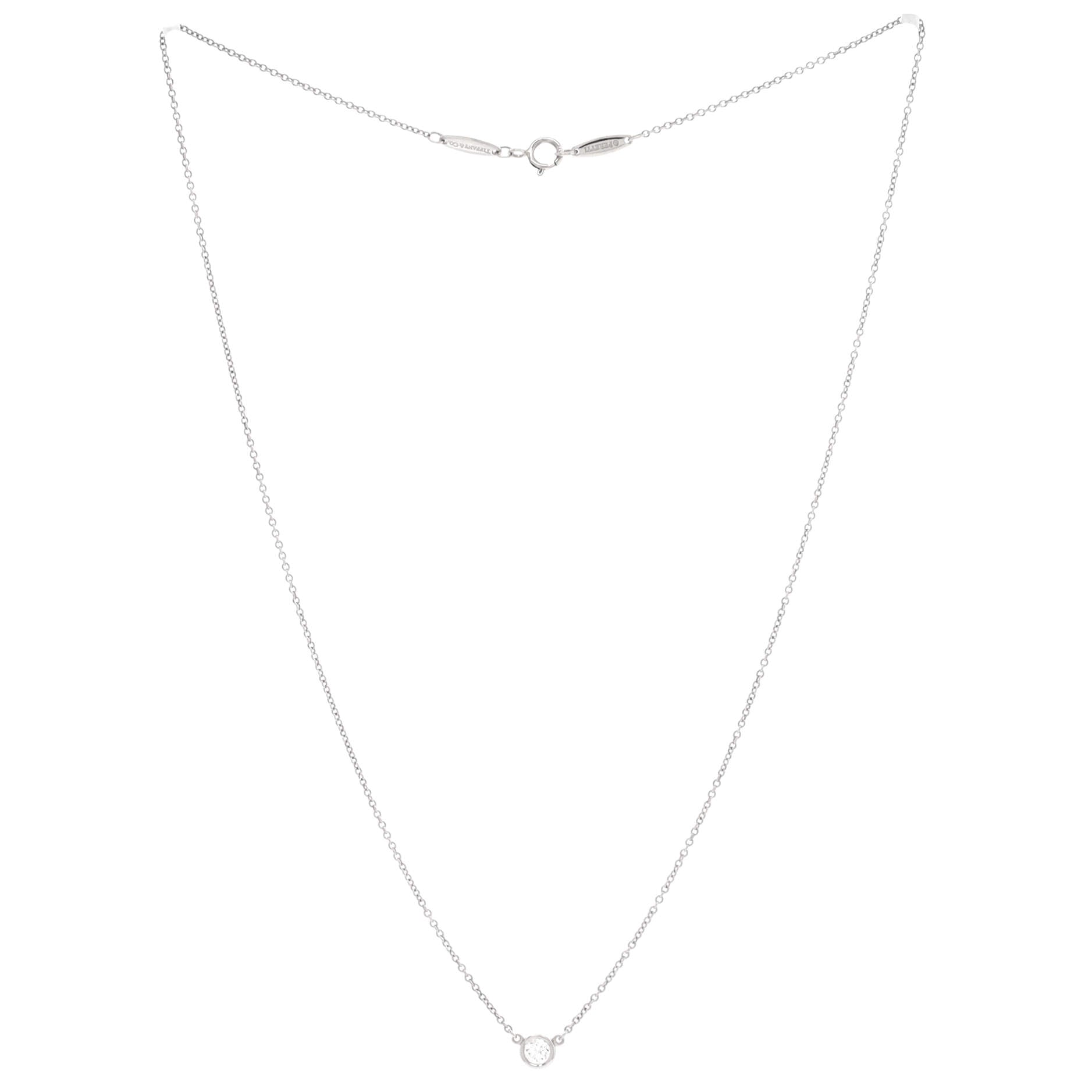 Elsa Peretti Diamonds By The Yard Pendant Necklace Platinum with Diamond .19CT