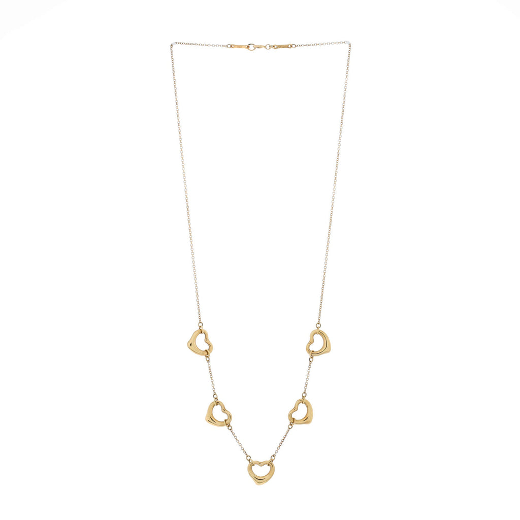 Elsa Peretti 5 Motifs Open Heart Necklace 18K Yellow Gold