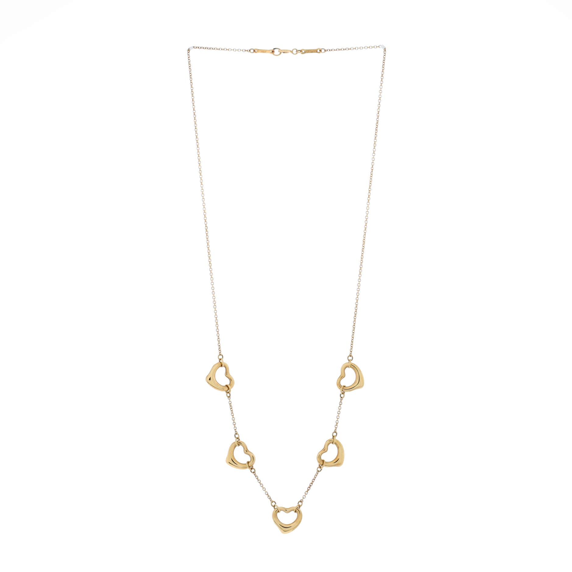 Elsa Peretti 5 Motifs Open Heart Necklace 18K Yellow Gold