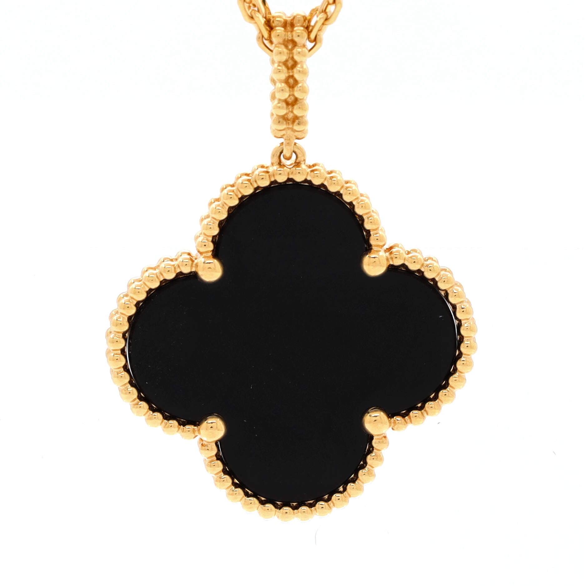 Magic Alhambra Pendant Necklace 18K Yellow Gold and Onyx