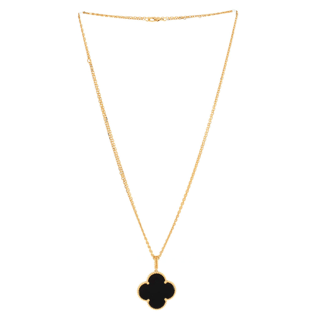 Magic Alhambra Pendant Necklace 18K Yellow Gold and Onyx