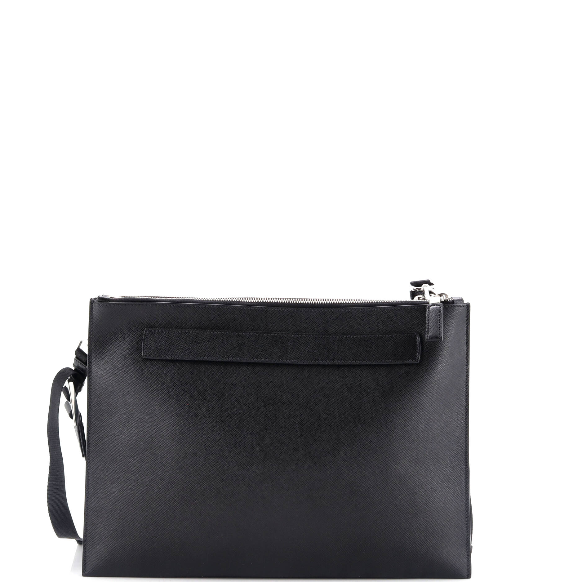 Double Zip Clutch Crossbody Bag Saffiano Leather Large