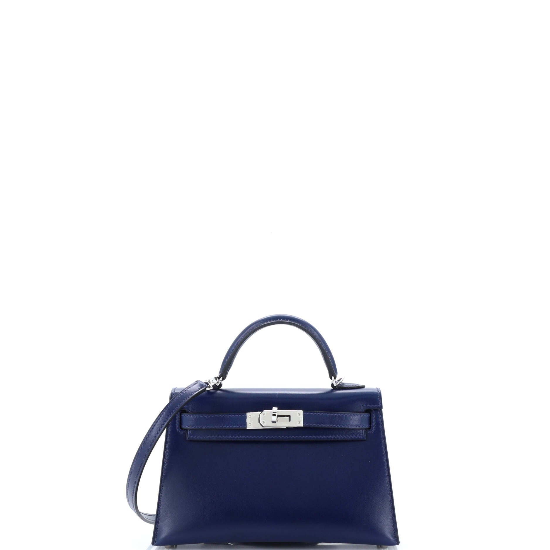 Kelly Mini II Bag Bleu Saphir Box Calf with Palladium Hardware 20