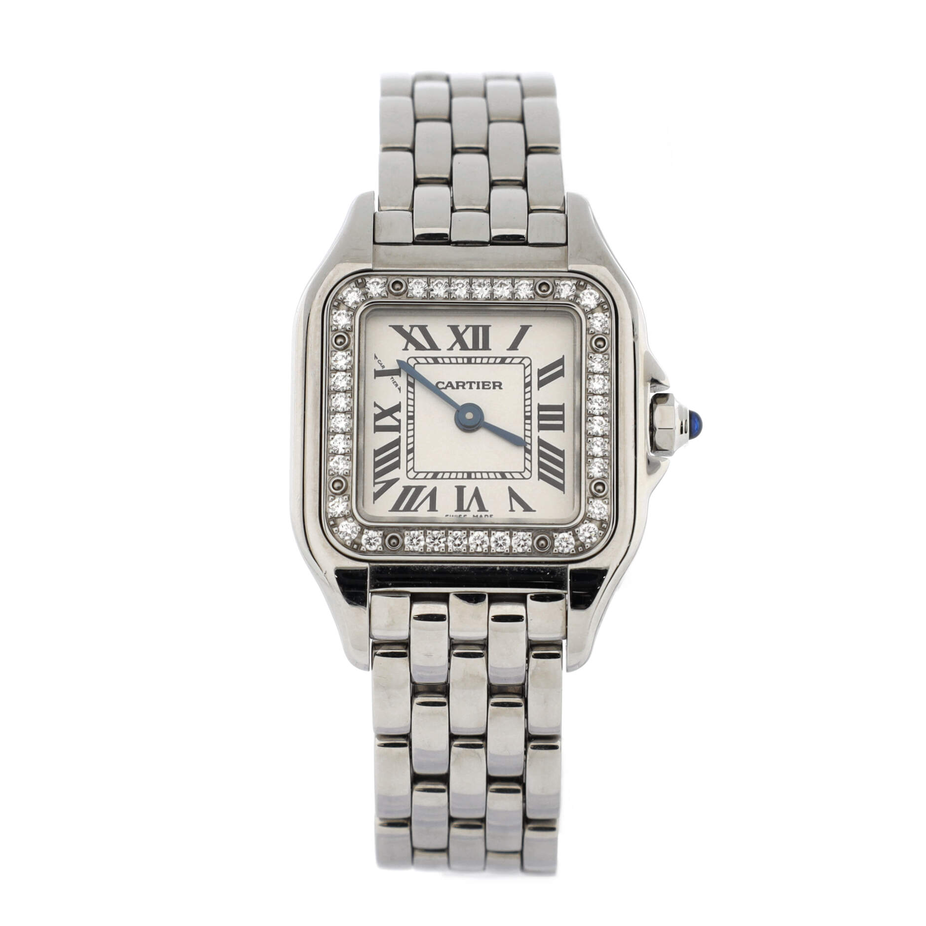 Panthere de Cartier Quartz Watch Stainless Steel with Diamond Bezel 22