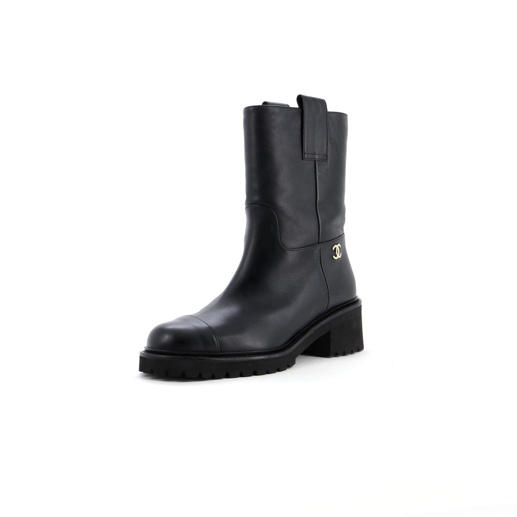 Women's CC Logo Moto Boots Leather