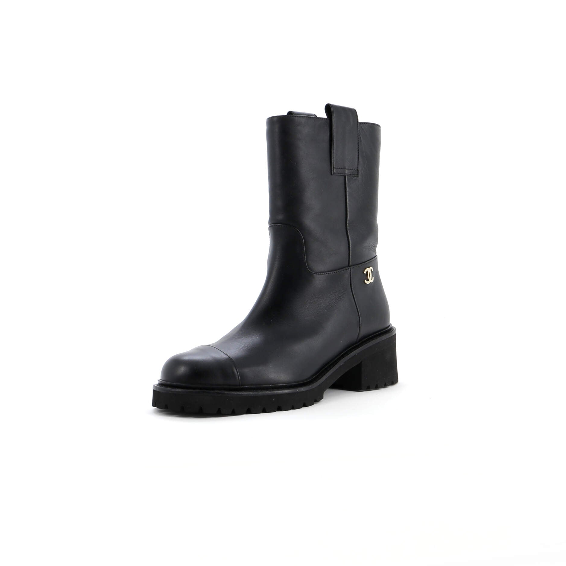 Women's CC Logo Moto Boots Leather