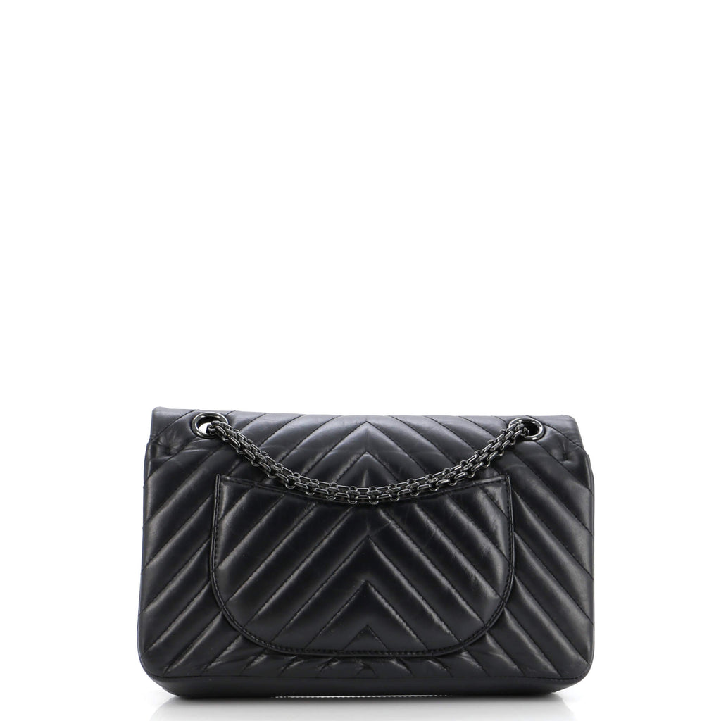 So Black Reissue 2.55 Flap Bag Chevron Aged Calfskin 225