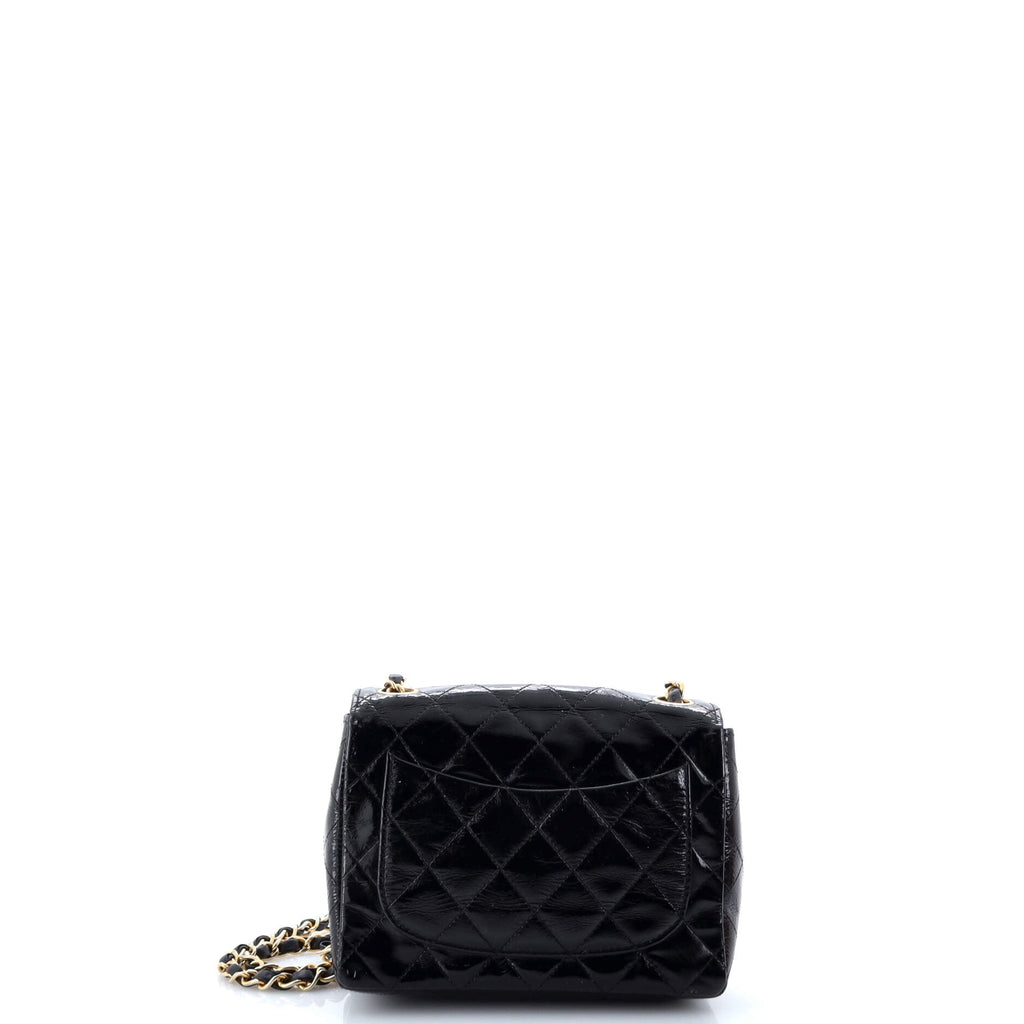 Vintage Square Classic Single Flap Bag Quilted Patent Mini