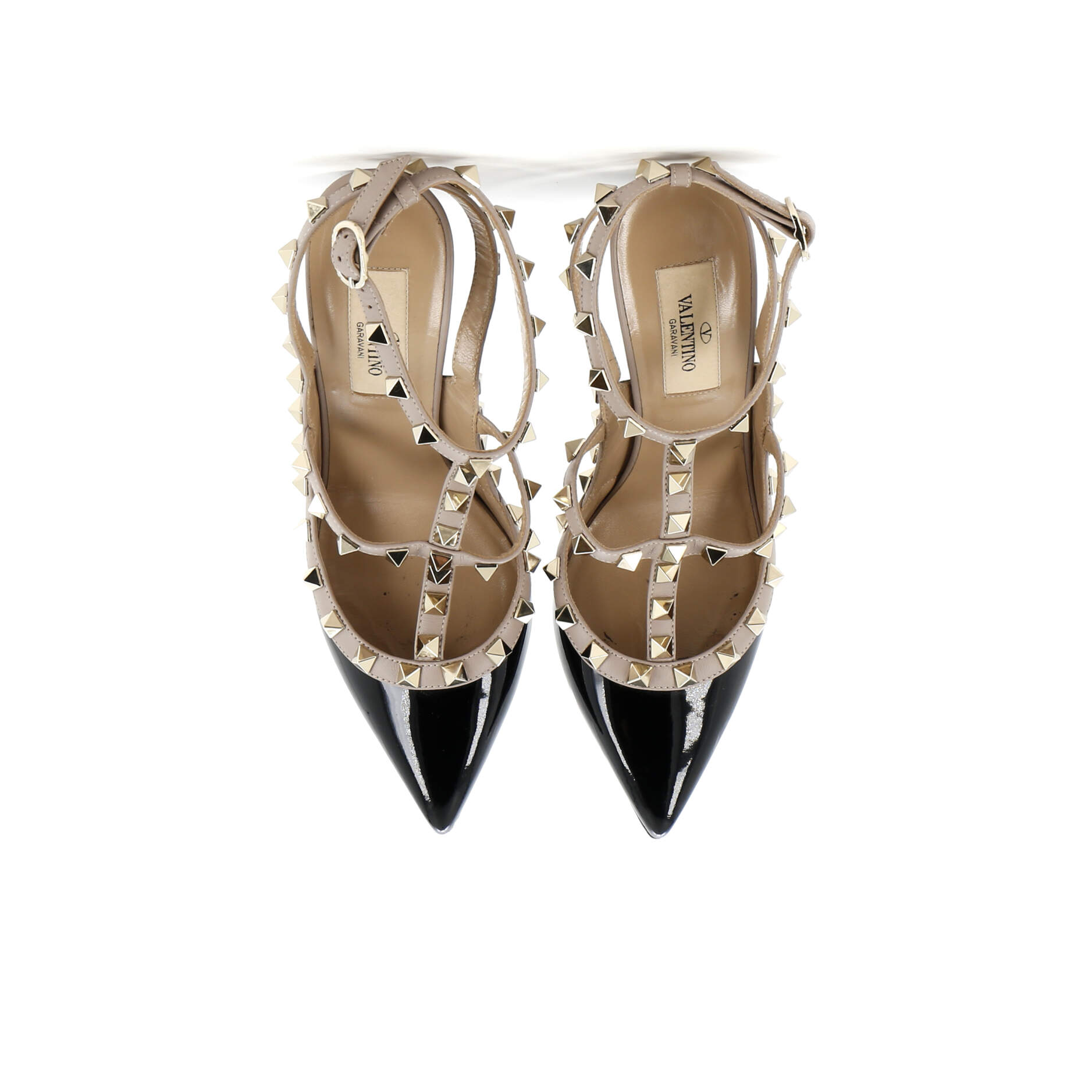 Women's Rockstud Ankle Strap Pumps Patent 100