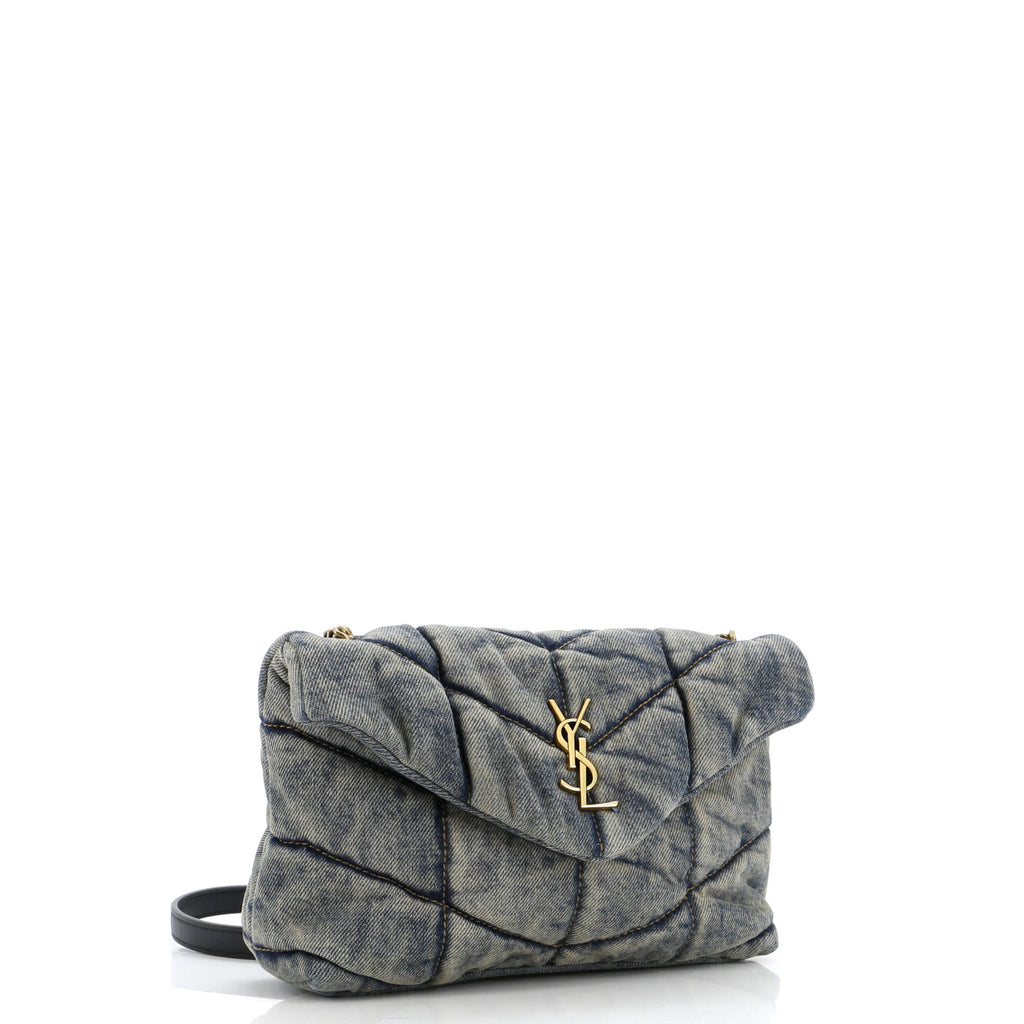 Loulou Puffer Shoulder Bag Quilted Vintage Denim Mini