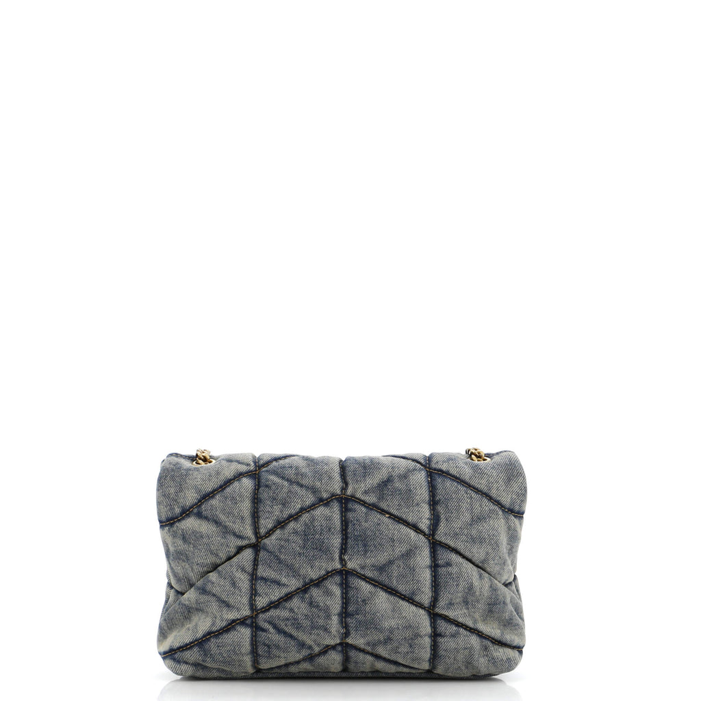 Loulou Puffer Shoulder Bag Quilted Vintage Denim Mini