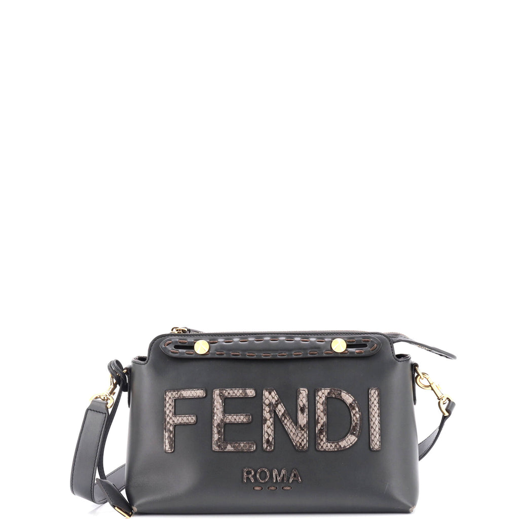 Logo By The Way Satchel Leather with Snakeskin Small